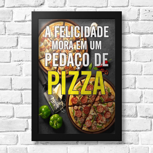 Quadrinho Decorativo - Felicidade é Pizza